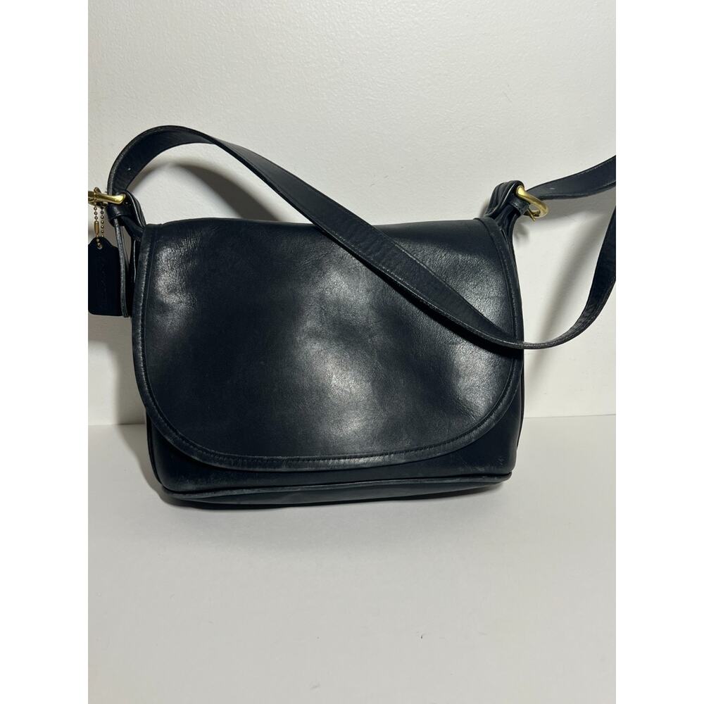 Vintage Coach Black Leather Fletcher Shoulder Bag Crossbody Purse 4150 - Picture 2 of 8